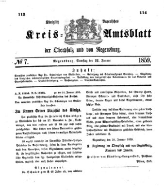 Königlich-bayerisches Kreis-Amtsblatt der Oberpfalz und von Regensburg (Königlich bayerisches Intelligenzblatt für die Oberpfalz und von Regensburg) Samstag 22. Januar 1859