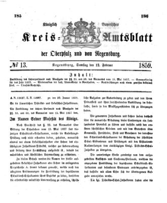 Königlich-bayerisches Kreis-Amtsblatt der Oberpfalz und von Regensburg (Königlich bayerisches Intelligenzblatt für die Oberpfalz und von Regensburg) Samstag 12. Februar 1859