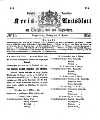 Königlich-bayerisches Kreis-Amtsblatt der Oberpfalz und von Regensburg (Königlich bayerisches Intelligenzblatt für die Oberpfalz und von Regensburg) Samstag 19. Februar 1859