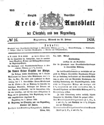 Königlich-bayerisches Kreis-Amtsblatt der Oberpfalz und von Regensburg (Königlich bayerisches Intelligenzblatt für die Oberpfalz und von Regensburg) Mittwoch 23. Februar 1859