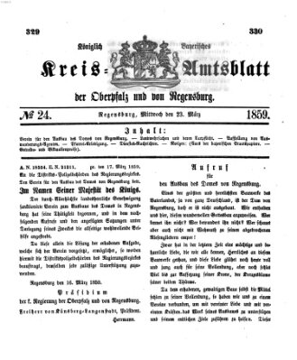 Königlich-bayerisches Kreis-Amtsblatt der Oberpfalz und von Regensburg (Königlich bayerisches Intelligenzblatt für die Oberpfalz und von Regensburg) Mittwoch 23. März 1859