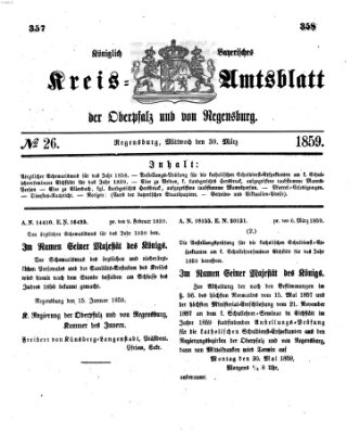 Königlich-bayerisches Kreis-Amtsblatt der Oberpfalz und von Regensburg (Königlich bayerisches Intelligenzblatt für die Oberpfalz und von Regensburg) Mittwoch 30. März 1859