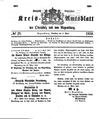 Königlich-bayerisches Kreis-Amtsblatt der Oberpfalz und von Regensburg (Königlich bayerisches Intelligenzblatt für die Oberpfalz und von Regensburg) Samstag 9. April 1859