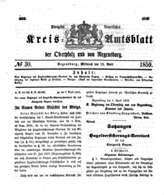 Königlich-bayerisches Kreis-Amtsblatt der Oberpfalz und von Regensburg (Königlich bayerisches Intelligenzblatt für die Oberpfalz und von Regensburg) Mittwoch 13. April 1859