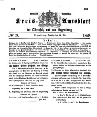 Königlich-bayerisches Kreis-Amtsblatt der Oberpfalz und von Regensburg (Königlich bayerisches Intelligenzblatt für die Oberpfalz und von Regensburg) Samstag 14. Mai 1859