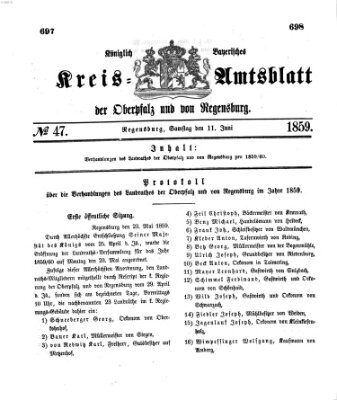 Königlich-bayerisches Kreis-Amtsblatt der Oberpfalz und von Regensburg (Königlich bayerisches Intelligenzblatt für die Oberpfalz und von Regensburg) Samstag 11. Juni 1859