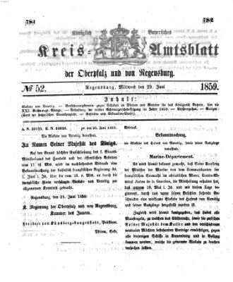 Königlich-bayerisches Kreis-Amtsblatt der Oberpfalz und von Regensburg (Königlich bayerisches Intelligenzblatt für die Oberpfalz und von Regensburg) Mittwoch 29. Juni 1859