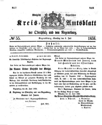 Königlich-bayerisches Kreis-Amtsblatt der Oberpfalz und von Regensburg (Königlich bayerisches Intelligenzblatt für die Oberpfalz und von Regensburg) Samstag 9. Juli 1859