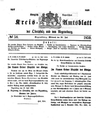 Königlich-bayerisches Kreis-Amtsblatt der Oberpfalz und von Regensburg (Königlich bayerisches Intelligenzblatt für die Oberpfalz und von Regensburg) Mittwoch 20. Juli 1859