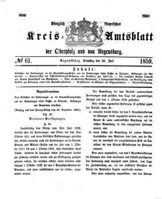 Königlich-bayerisches Kreis-Amtsblatt der Oberpfalz und von Regensburg (Königlich bayerisches Intelligenzblatt für die Oberpfalz und von Regensburg) Samstag 30. Juli 1859