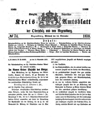 Königlich-bayerisches Kreis-Amtsblatt der Oberpfalz und von Regensburg (Königlich bayerisches Intelligenzblatt für die Oberpfalz und von Regensburg) Mittwoch 14. September 1859