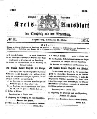 Königlich-bayerisches Kreis-Amtsblatt der Oberpfalz und von Regensburg (Königlich bayerisches Intelligenzblatt für die Oberpfalz und von Regensburg) Samstag 15. Oktober 1859