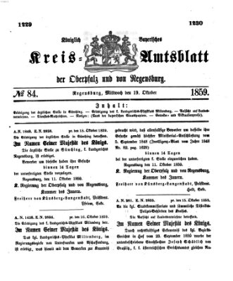 Königlich-bayerisches Kreis-Amtsblatt der Oberpfalz und von Regensburg (Königlich bayerisches Intelligenzblatt für die Oberpfalz und von Regensburg) Mittwoch 19. Oktober 1859