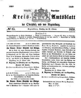 Königlich-bayerisches Kreis-Amtsblatt der Oberpfalz und von Regensburg (Königlich bayerisches Intelligenzblatt für die Oberpfalz und von Regensburg) Samstag 22. Oktober 1859