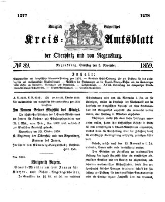 Königlich-bayerisches Kreis-Amtsblatt der Oberpfalz und von Regensburg (Königlich bayerisches Intelligenzblatt für die Oberpfalz und von Regensburg) Samstag 5. November 1859