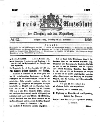 Königlich-bayerisches Kreis-Amtsblatt der Oberpfalz und von Regensburg (Königlich bayerisches Intelligenzblatt für die Oberpfalz und von Regensburg) Samstag 19. November 1859