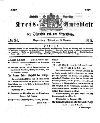 Königlich-bayerisches Kreis-Amtsblatt der Oberpfalz und von Regensburg (Königlich bayerisches Intelligenzblatt für die Oberpfalz und von Regensburg) Mittwoch 23. November 1859