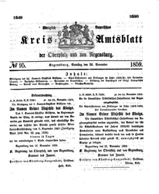 Königlich-bayerisches Kreis-Amtsblatt der Oberpfalz und von Regensburg (Königlich bayerisches Intelligenzblatt für die Oberpfalz und von Regensburg) Samstag 26. November 1859