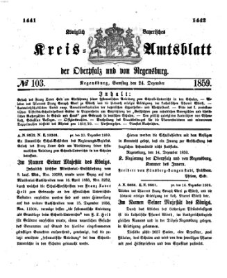 Königlich-bayerisches Kreis-Amtsblatt der Oberpfalz und von Regensburg (Königlich bayerisches Intelligenzblatt für die Oberpfalz und von Regensburg) Samstag 24. Dezember 1859