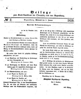 Königlich-bayerisches Kreis-Amtsblatt der Oberpfalz und von Regensburg (Königlich bayerisches Intelligenzblatt für die Oberpfalz und von Regensburg) Mittwoch 5. Januar 1859