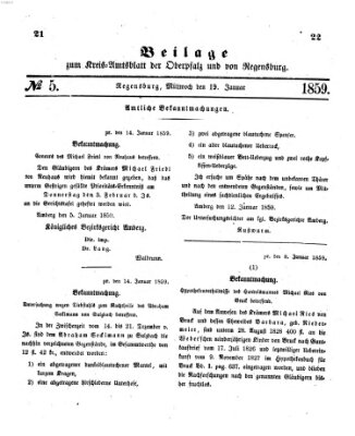 Königlich-bayerisches Kreis-Amtsblatt der Oberpfalz und von Regensburg (Königlich bayerisches Intelligenzblatt für die Oberpfalz und von Regensburg) Mittwoch 19. Januar 1859