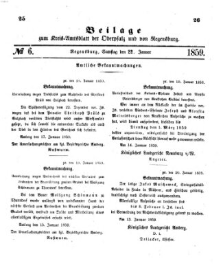 Königlich-bayerisches Kreis-Amtsblatt der Oberpfalz und von Regensburg (Königlich bayerisches Intelligenzblatt für die Oberpfalz und von Regensburg) Samstag 22. Januar 1859