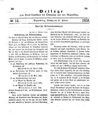 Königlich-bayerisches Kreis-Amtsblatt der Oberpfalz und von Regensburg (Königlich bayerisches Intelligenzblatt für die Oberpfalz und von Regensburg) Samstag 19. Februar 1859