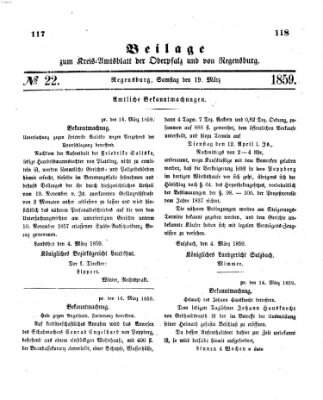 Königlich-bayerisches Kreis-Amtsblatt der Oberpfalz und von Regensburg (Königlich bayerisches Intelligenzblatt für die Oberpfalz und von Regensburg) Samstag 19. März 1859