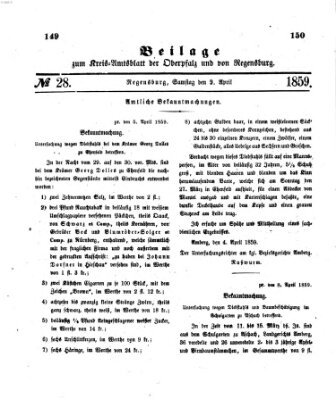 Königlich-bayerisches Kreis-Amtsblatt der Oberpfalz und von Regensburg (Königlich bayerisches Intelligenzblatt für die Oberpfalz und von Regensburg) Samstag 9. April 1859