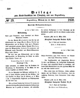 Königlich-bayerisches Kreis-Amtsblatt der Oberpfalz und von Regensburg (Königlich bayerisches Intelligenzblatt für die Oberpfalz und von Regensburg) Mittwoch 13. April 1859