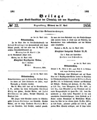 Königlich-bayerisches Kreis-Amtsblatt der Oberpfalz und von Regensburg (Königlich bayerisches Intelligenzblatt für die Oberpfalz und von Regensburg) Mittwoch 27. April 1859