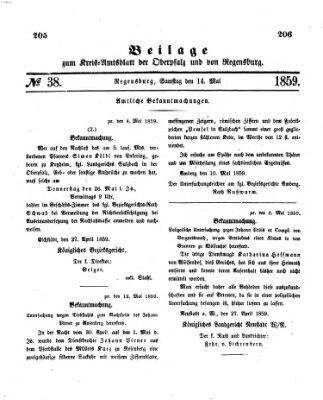 Königlich-bayerisches Kreis-Amtsblatt der Oberpfalz und von Regensburg (Königlich bayerisches Intelligenzblatt für die Oberpfalz und von Regensburg) Samstag 14. Mai 1859