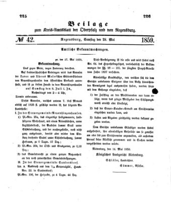 Königlich-bayerisches Kreis-Amtsblatt der Oberpfalz und von Regensburg (Königlich bayerisches Intelligenzblatt für die Oberpfalz und von Regensburg) Samstag 28. Mai 1859