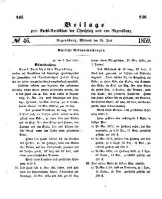 Königlich-bayerisches Kreis-Amtsblatt der Oberpfalz und von Regensburg (Königlich bayerisches Intelligenzblatt für die Oberpfalz und von Regensburg) Mittwoch 15. Juni 1859