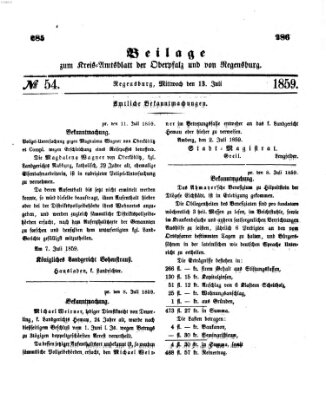 Königlich-bayerisches Kreis-Amtsblatt der Oberpfalz und von Regensburg (Königlich bayerisches Intelligenzblatt für die Oberpfalz und von Regensburg) Mittwoch 13. Juli 1859