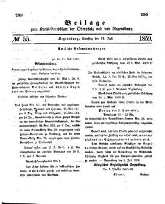 Königlich-bayerisches Kreis-Amtsblatt der Oberpfalz und von Regensburg (Königlich bayerisches Intelligenzblatt für die Oberpfalz und von Regensburg) Samstag 16. Juli 1859