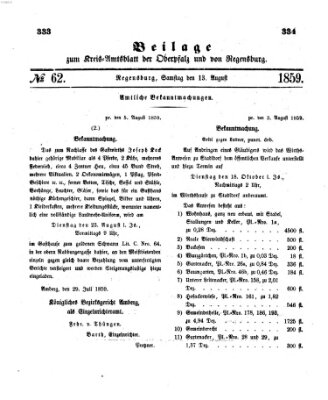 Königlich-bayerisches Kreis-Amtsblatt der Oberpfalz und von Regensburg (Königlich bayerisches Intelligenzblatt für die Oberpfalz und von Regensburg) Samstag 13. August 1859