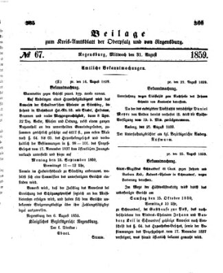 Königlich-bayerisches Kreis-Amtsblatt der Oberpfalz und von Regensburg (Königlich bayerisches Intelligenzblatt für die Oberpfalz und von Regensburg) Mittwoch 31. August 1859