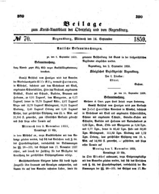 Königlich-bayerisches Kreis-Amtsblatt der Oberpfalz und von Regensburg (Königlich bayerisches Intelligenzblatt für die Oberpfalz und von Regensburg) Mittwoch 14. September 1859