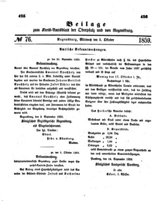 Königlich-bayerisches Kreis-Amtsblatt der Oberpfalz und von Regensburg (Königlich bayerisches Intelligenzblatt für die Oberpfalz und von Regensburg) Mittwoch 5. Oktober 1859