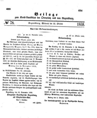 Königlich-bayerisches Kreis-Amtsblatt der Oberpfalz und von Regensburg (Königlich bayerisches Intelligenzblatt für die Oberpfalz und von Regensburg) Mittwoch 12. Oktober 1859