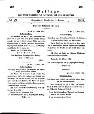 Königlich-bayerisches Kreis-Amtsblatt der Oberpfalz und von Regensburg (Königlich bayerisches Intelligenzblatt für die Oberpfalz und von Regensburg) Samstag 15. Oktober 1859