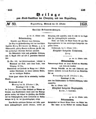 Königlich-bayerisches Kreis-Amtsblatt der Oberpfalz und von Regensburg (Königlich bayerisches Intelligenzblatt für die Oberpfalz und von Regensburg) Mittwoch 19. Oktober 1859