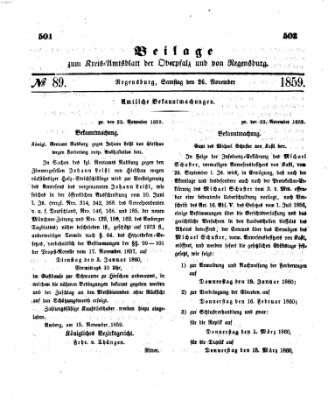 Königlich-bayerisches Kreis-Amtsblatt der Oberpfalz und von Regensburg (Königlich bayerisches Intelligenzblatt für die Oberpfalz und von Regensburg) Samstag 26. November 1859