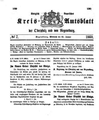 Königlich-bayerisches Kreis-Amtsblatt der Oberpfalz und von Regensburg (Königlich bayerisches Intelligenzblatt für die Oberpfalz und von Regensburg) Mittwoch 25. Januar 1860