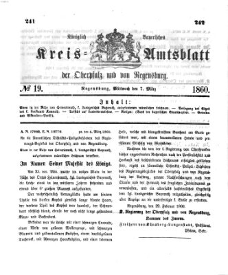 Königlich-bayerisches Kreis-Amtsblatt der Oberpfalz und von Regensburg (Königlich bayerisches Intelligenzblatt für die Oberpfalz und von Regensburg) Mittwoch 7. März 1860