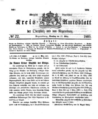 Königlich-bayerisches Kreis-Amtsblatt der Oberpfalz und von Regensburg (Königlich bayerisches Intelligenzblatt für die Oberpfalz und von Regensburg) Samstag 17. März 1860