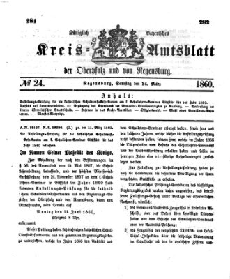 Königlich-bayerisches Kreis-Amtsblatt der Oberpfalz und von Regensburg (Königlich bayerisches Intelligenzblatt für die Oberpfalz und von Regensburg) Samstag 24. März 1860