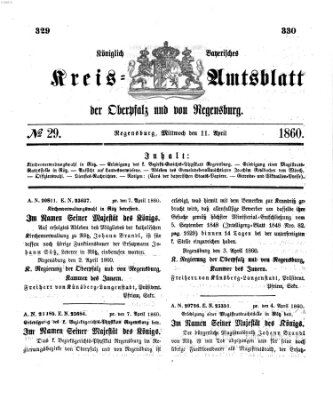 Königlich-bayerisches Kreis-Amtsblatt der Oberpfalz und von Regensburg (Königlich bayerisches Intelligenzblatt für die Oberpfalz und von Regensburg) Mittwoch 11. April 1860