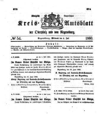 Königlich-bayerisches Kreis-Amtsblatt der Oberpfalz und von Regensburg (Königlich bayerisches Intelligenzblatt für die Oberpfalz und von Regensburg) Mittwoch 4. Juli 1860